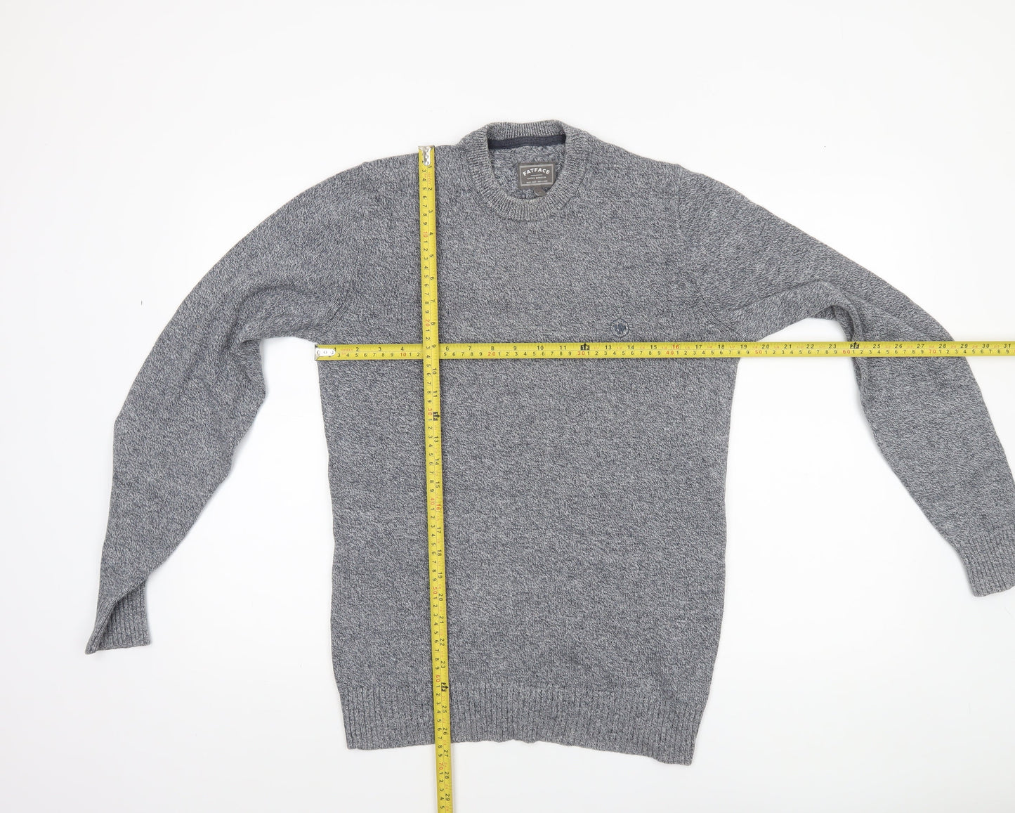 FatFace Men’s Grey Cotton Cashmere Crew Neck Pullover Jumper S