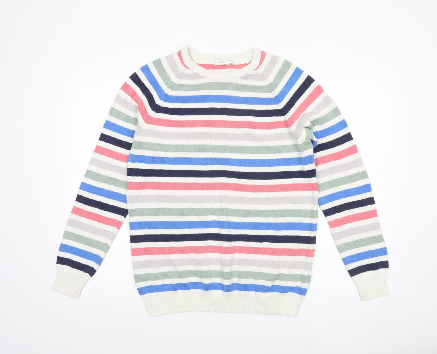 Cotton Traders Men's Multicoloured Stripe Cotton Jumper M