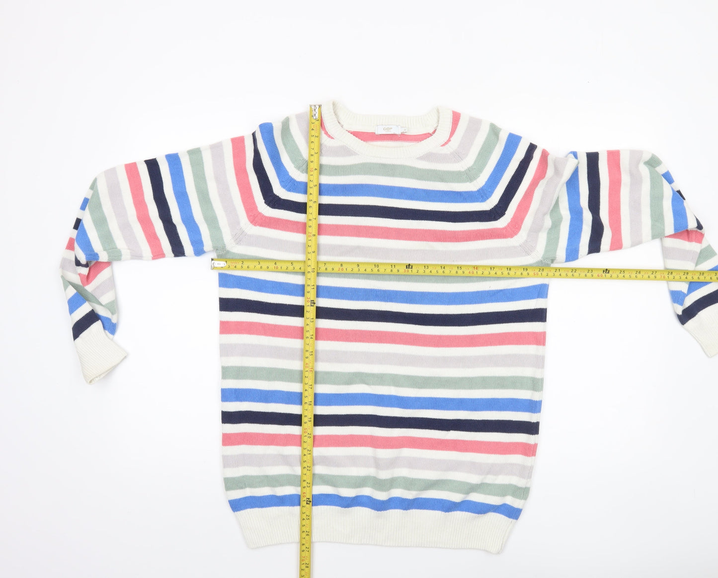 Cotton Traders Men's Multicoloured Stripe Cotton Jumper M