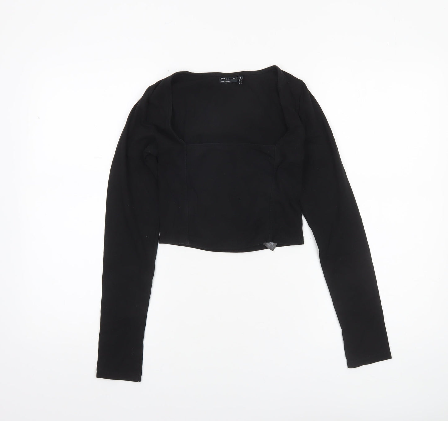 Womens UK Size 8 ASOS DESIGN Black Cropped Blouse