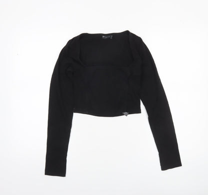 Womens UK Size 8 ASOS DESIGN Black Cropped Blouse