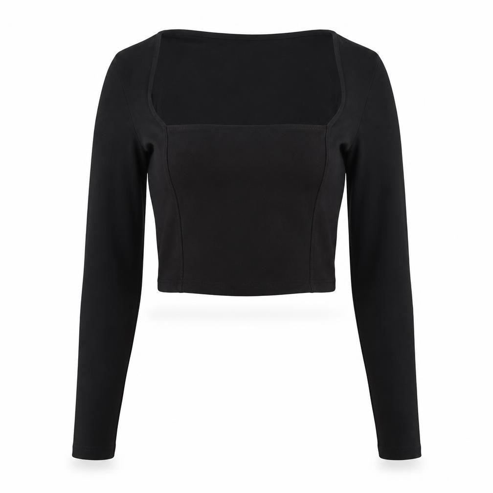 Womens UK Size 8 ASOS DESIGN Black Cropped Blouse