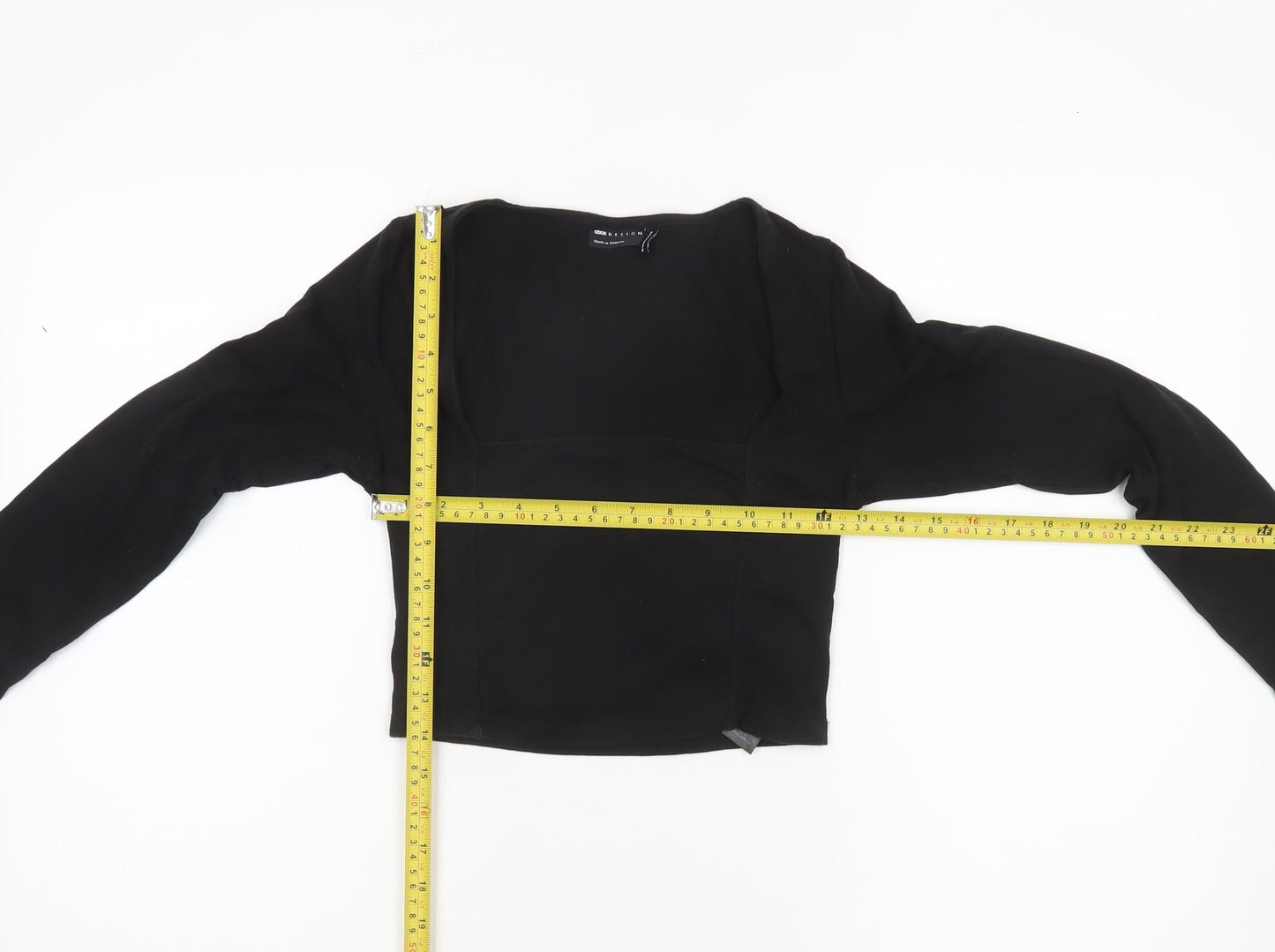 Womens UK Size 8 ASOS DESIGN Black Cropped Blouse