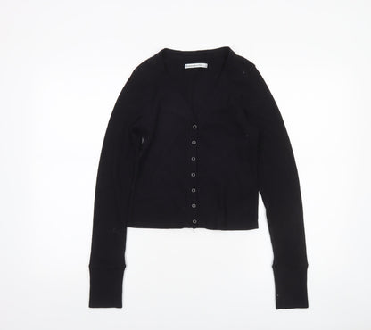 Womens UK Size S Abercrombie & Fitch Black Cropped Button-Up