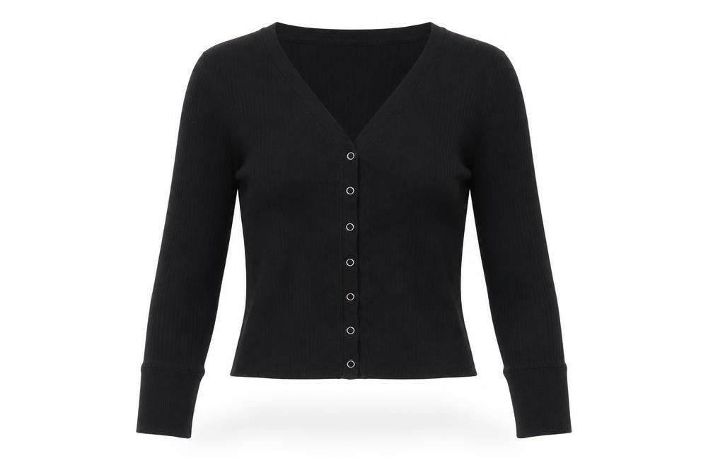 Womens UK Size S Abercrombie & Fitch Black Cropped Button-Up