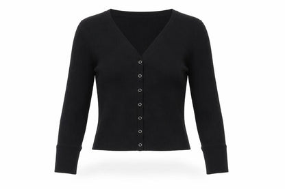 Womens UK Size S Abercrombie & Fitch Black Cropped Button-Up