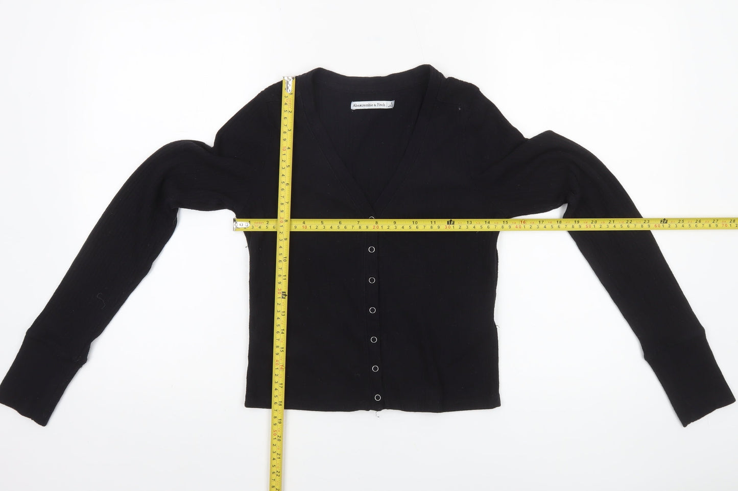 Womens UK Size S Abercrombie & Fitch Black Cropped Button-Up
