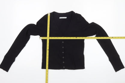Womens UK Size S Abercrombie & Fitch Black Cropped Button-Up