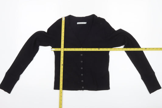 Womens UK Size S Abercrombie & Fitch Black Cropped Button-Up