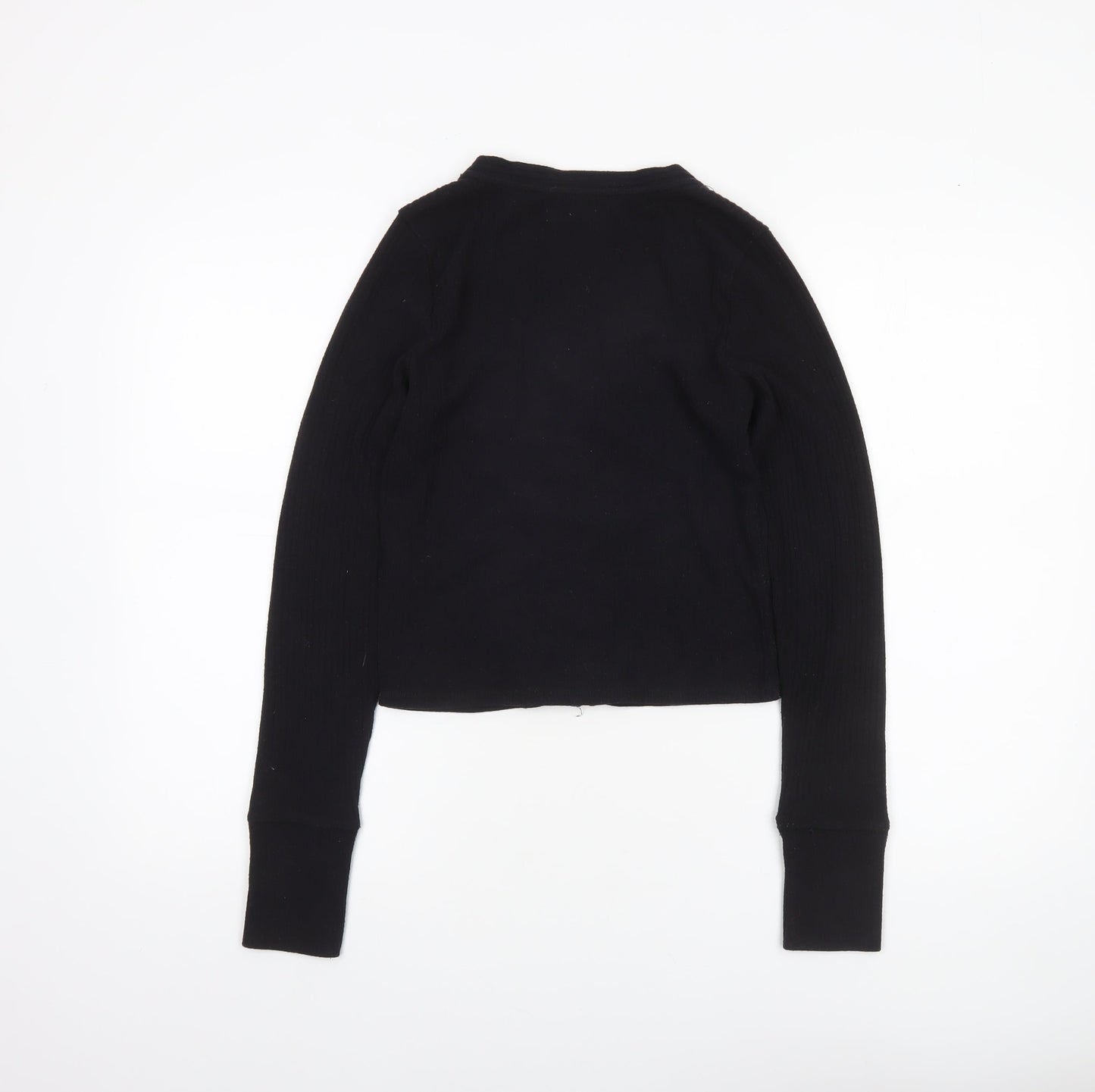 Womens UK Size S Abercrombie & Fitch Black Cropped Button-Up