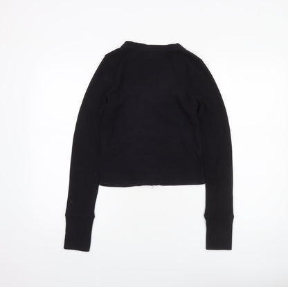 Womens UK Size S Abercrombie & Fitch Black Cropped Button-Up