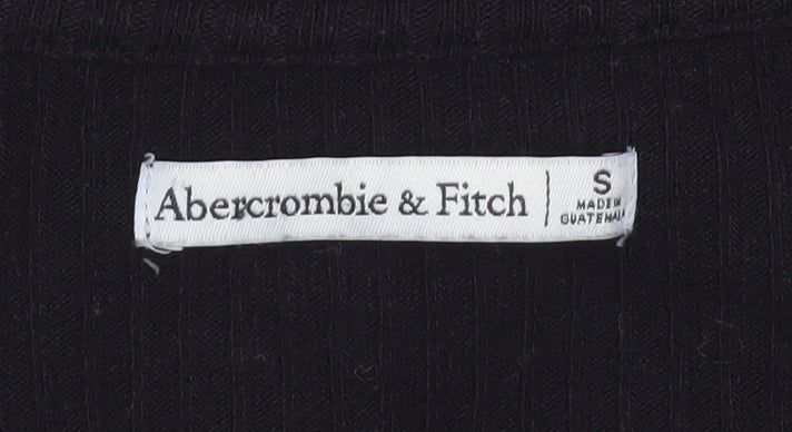 Womens UK Size S Abercrombie & Fitch Black Cropped Button-Up