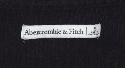 Womens UK Size S Abercrombie & Fitch Black Cropped Button-Up
