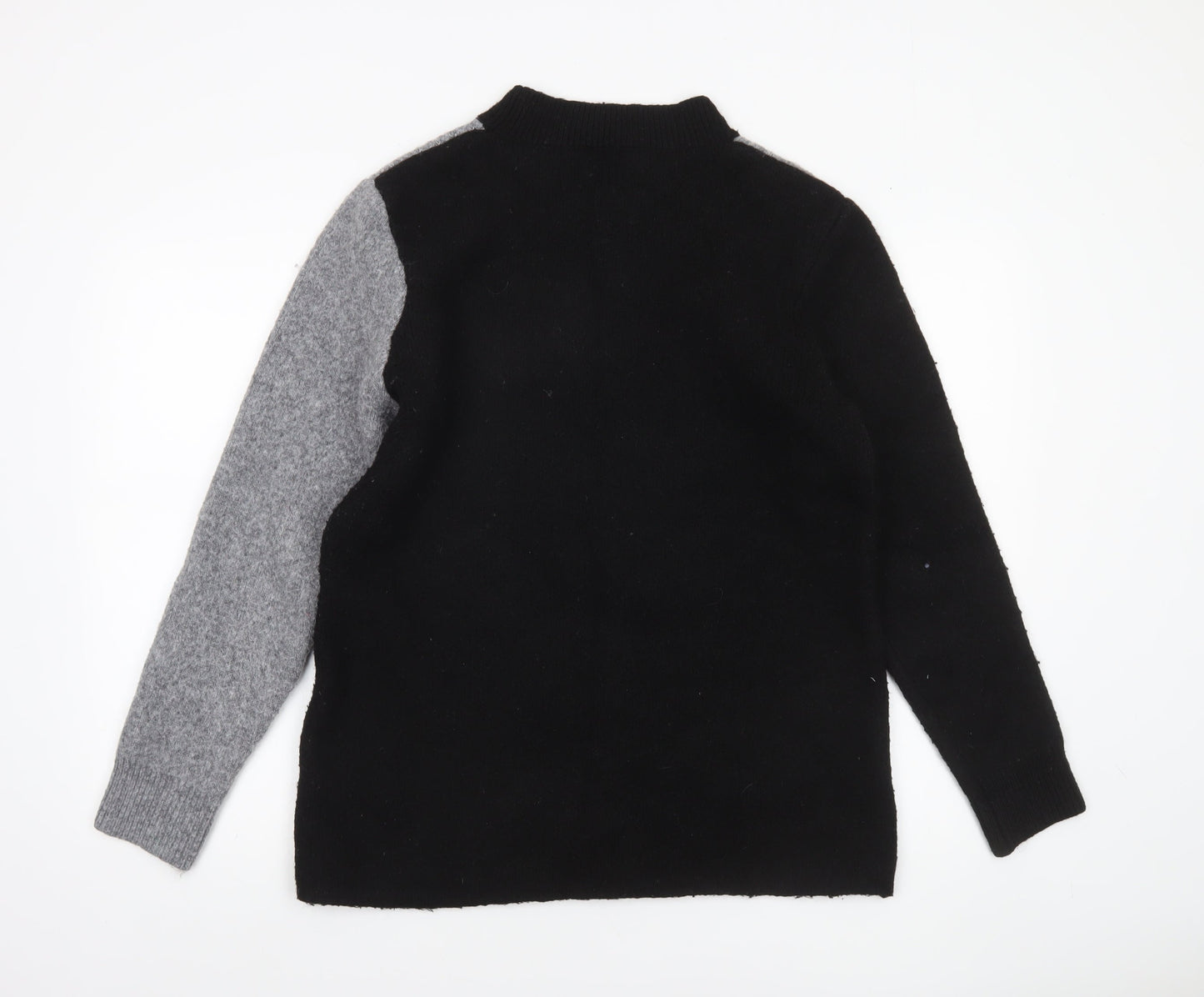 Klass Womens Black Grey Floral Wool Blend High Neck Jumper Size M