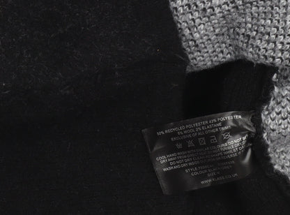 Klass Womens Black Grey Floral Wool Blend High Neck Jumper Size M