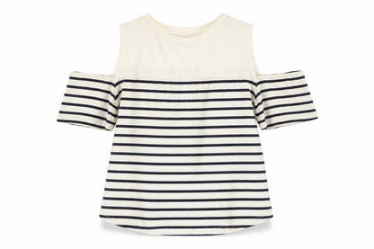 Womens UK Size 10 CLAUDIE PIERLOT White Off the Shoulder T-Shirt