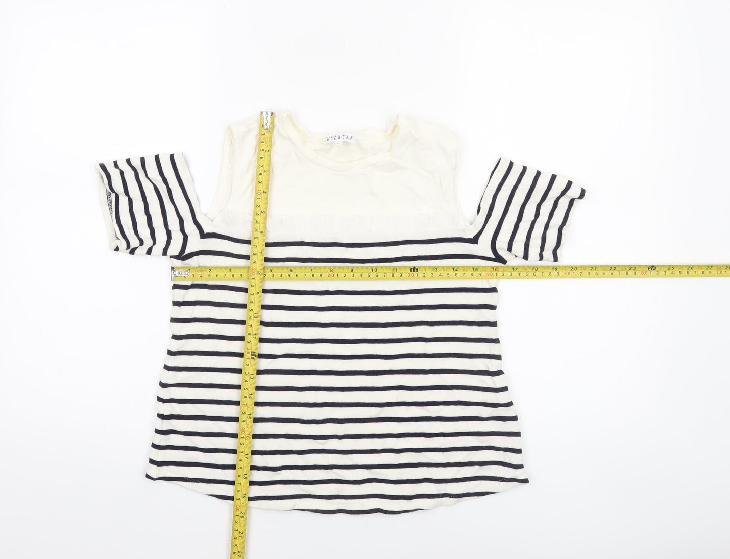 Womens UK Size 10 CLAUDIE PIERLOT White Off the Shoulder T-Shirt