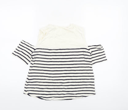 Womens UK Size 10 CLAUDIE PIERLOT White Off the Shoulder T-Shirt