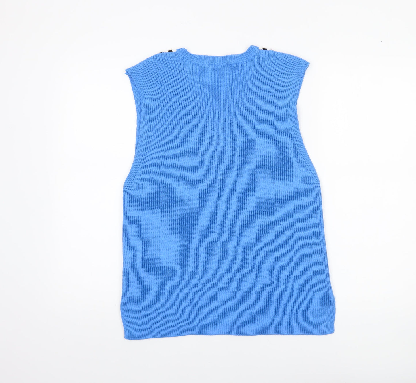 Boohoo Women's Blue Sleeveless V-Neck Rib Knit Vest Jumper Size S