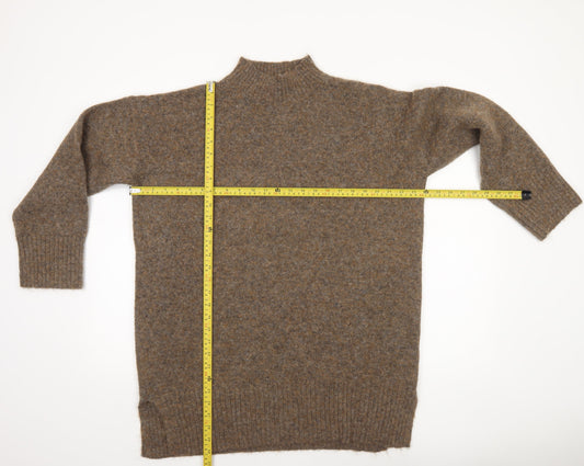 Tu Women Brown Mock Neck Wool Blend Chunky Knit Jumper Size M