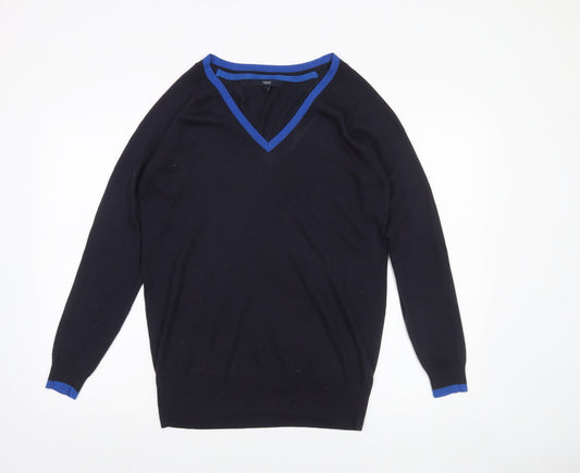 Next Mens Blue V-Neck Lightweight Knit Jumper Size S