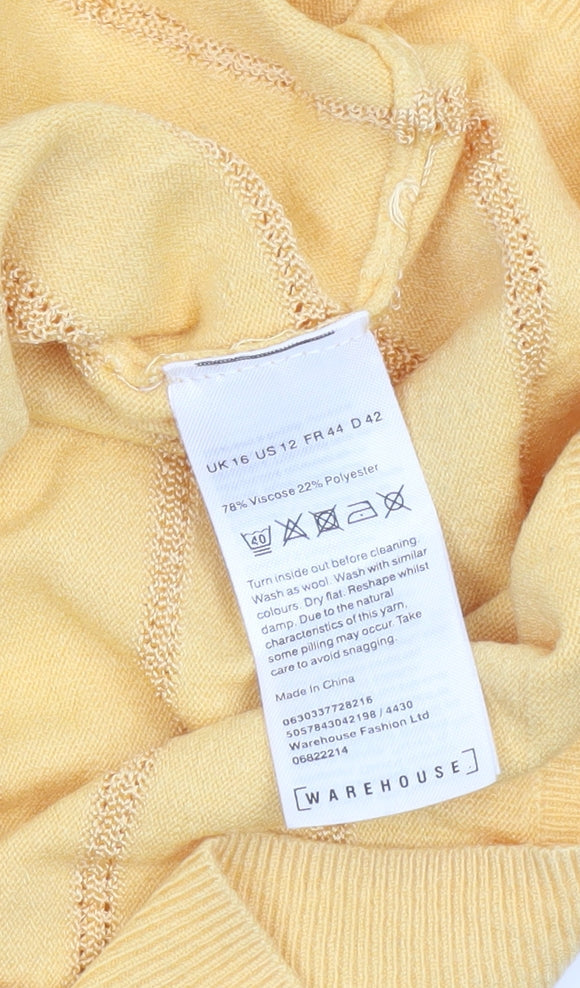 Womens UK Size 16 Warehouse Yellow Pullover Jumper