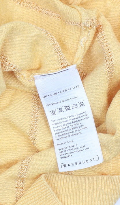 Womens UK Size 16 Warehouse Yellow Pullover Jumper