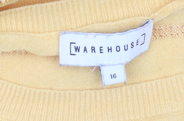 Womens UK Size 16 Warehouse Yellow Pullover Jumper