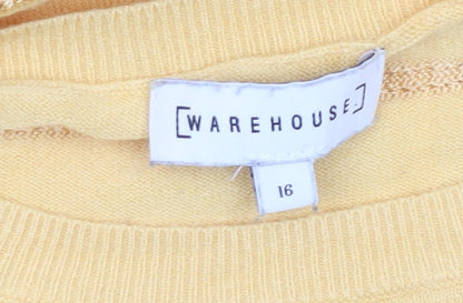 Womens UK Size 16 Warehouse Yellow Pullover Jumper