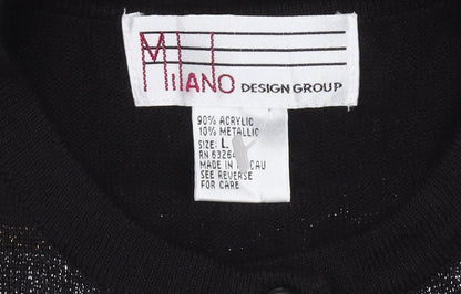 Womens UK Size L Milano Design Group Black Cardigan Jumper
