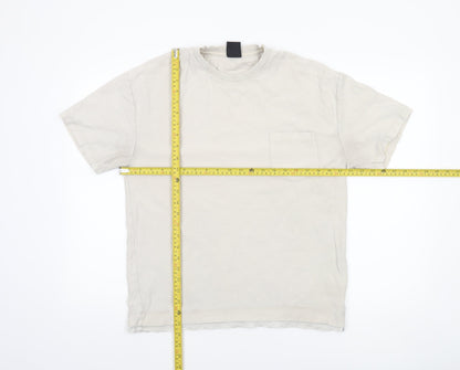 Zara Men's Beige Crew Neck Short Sleeve Cotton T-Shirt Size S