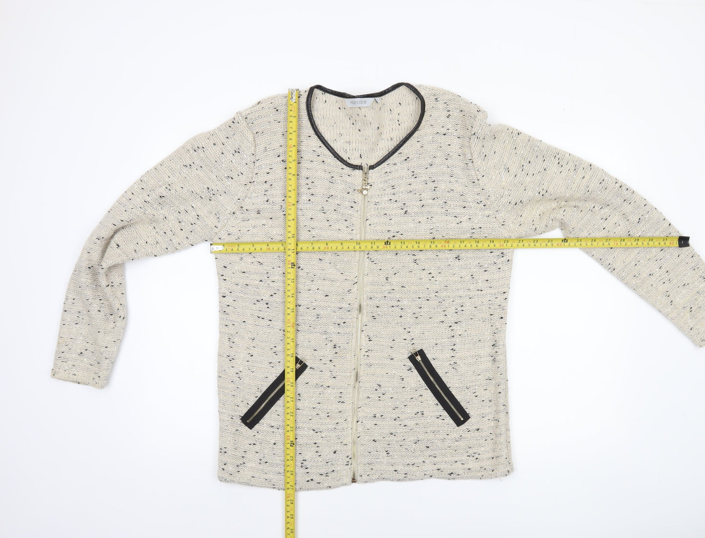 Womens UK Size L Preview Beige Cardigan Jumper