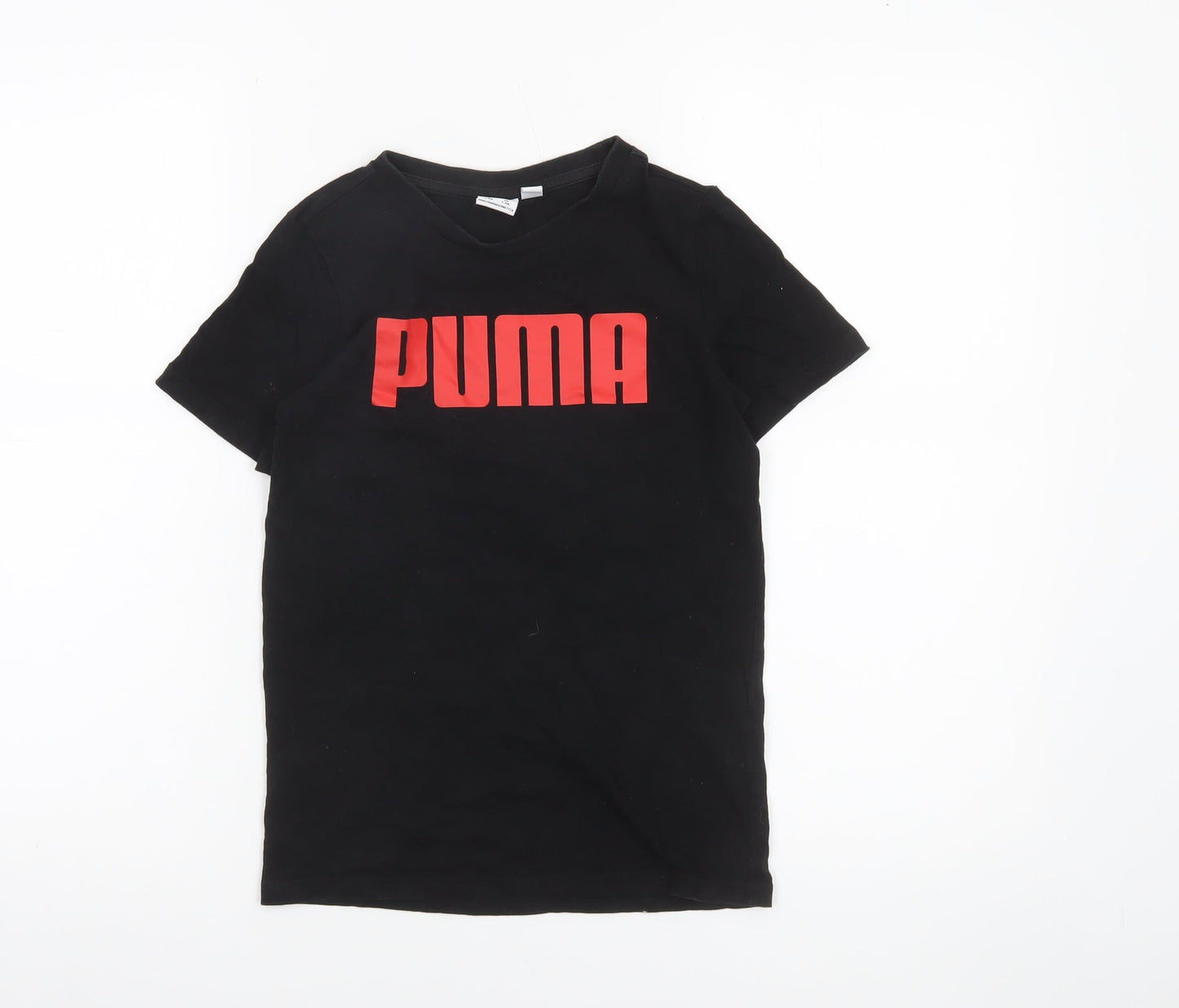 Puma Boys Black Logo T-Shirt 11 Years Regular Fit Short Sleeve Cotton