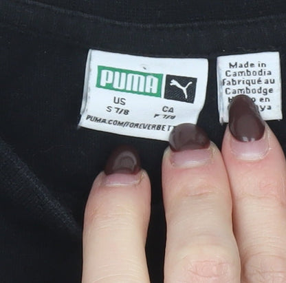 Puma Boys Black Logo T-Shirt 11 Years Regular Fit Short Sleeve Cotton