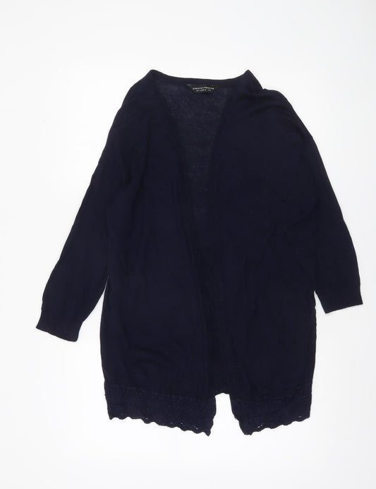 Dorothy Perkins Women's Blue Long Sleeve Lace Hem Open Cardigan Size 18