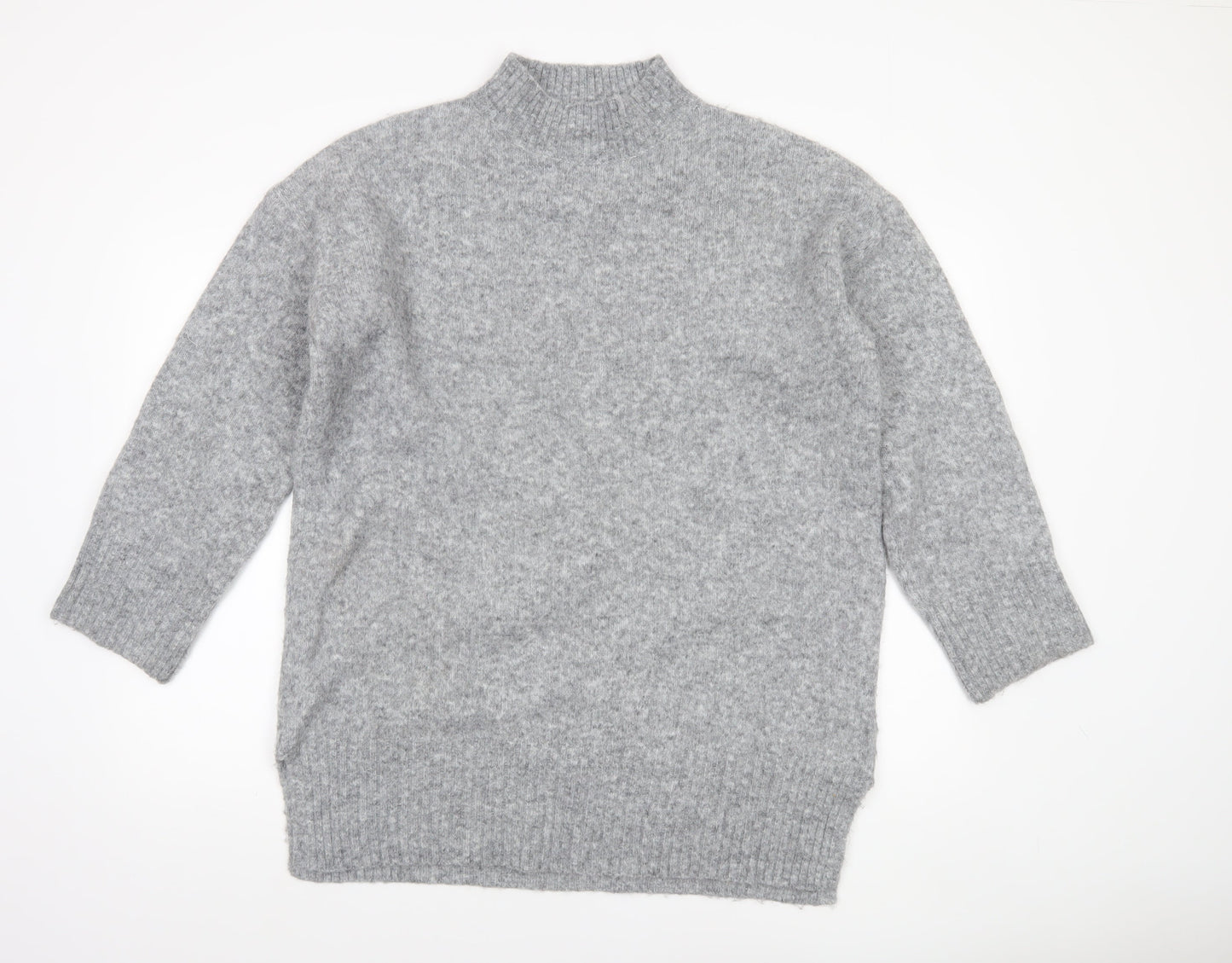 TU Woman Grey Mock Neck Wool Blend Jumper Medium