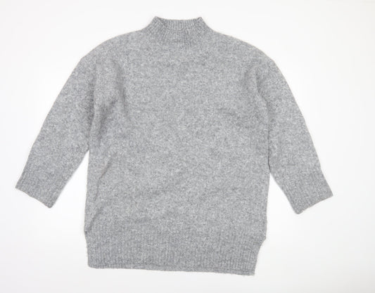TU Woman Grey Mock Neck Wool Blend Jumper Medium