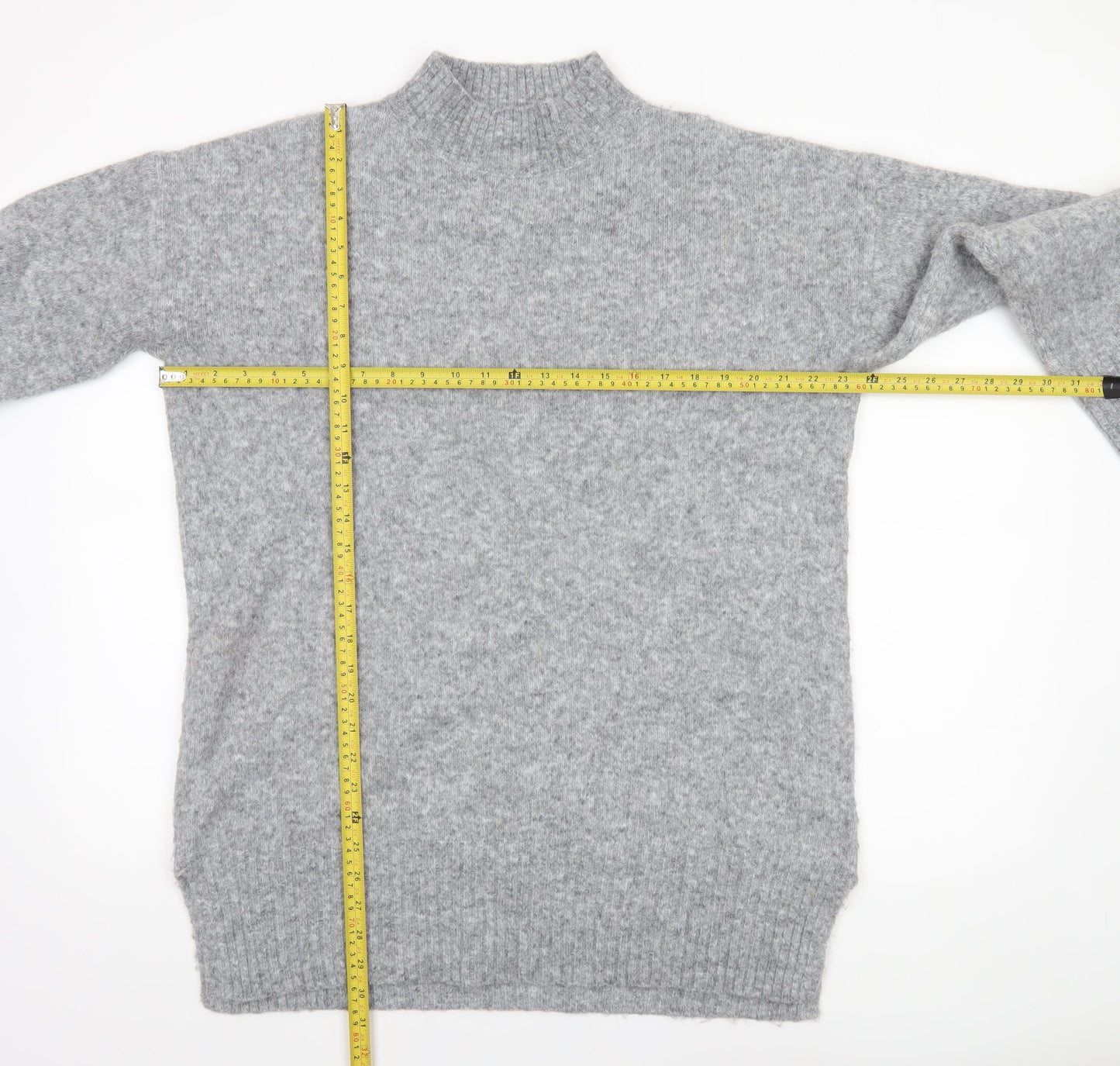 TU Woman Grey Mock Neck Wool Blend Jumper Medium