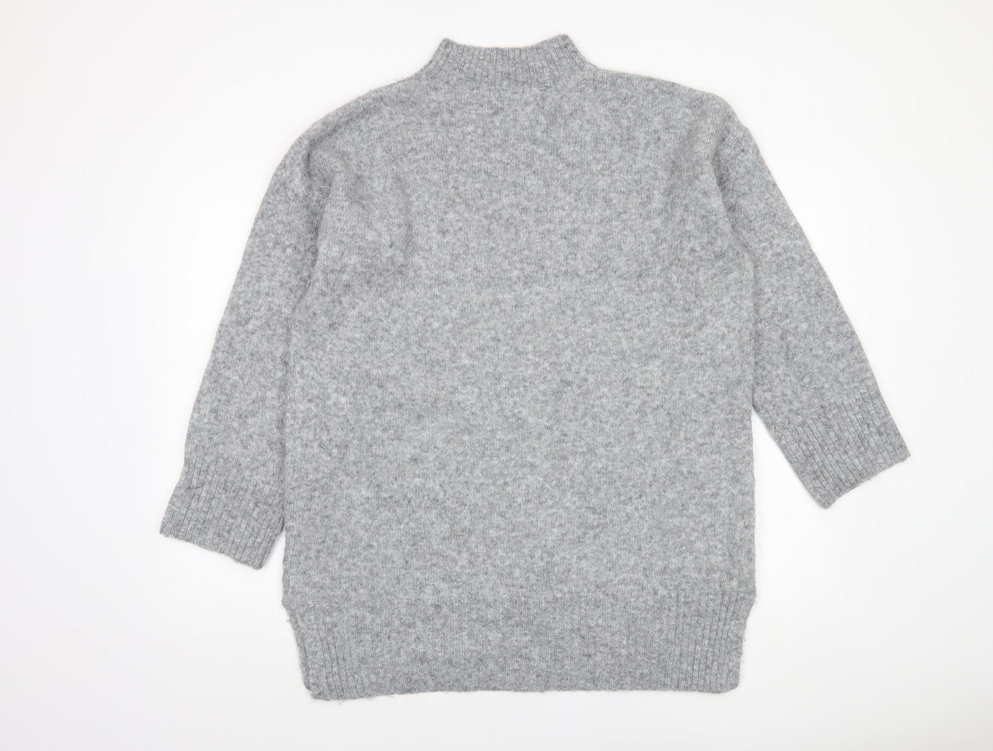 TU Woman Grey Mock Neck Wool Blend Jumper Medium