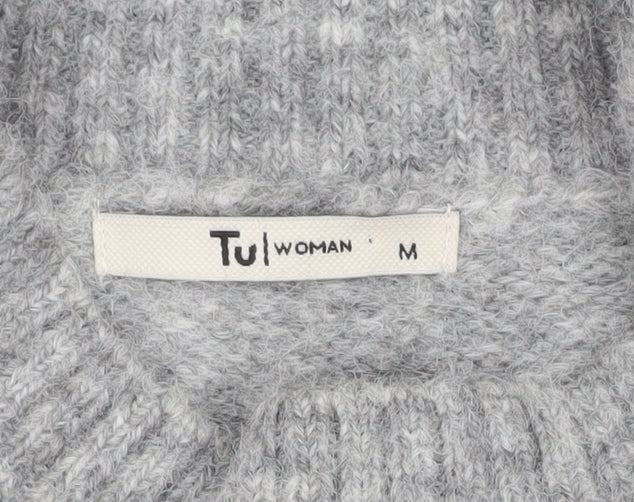 TU Woman Grey Mock Neck Wool Blend Jumper Medium