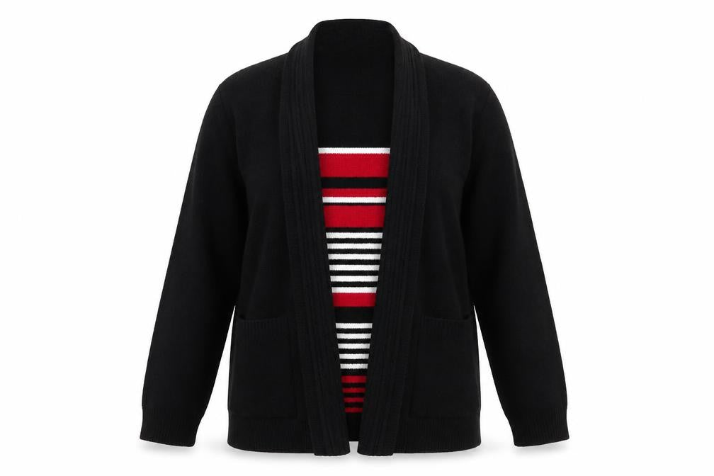Womens UK Size M Anne Smith Black Cardigan Jumper