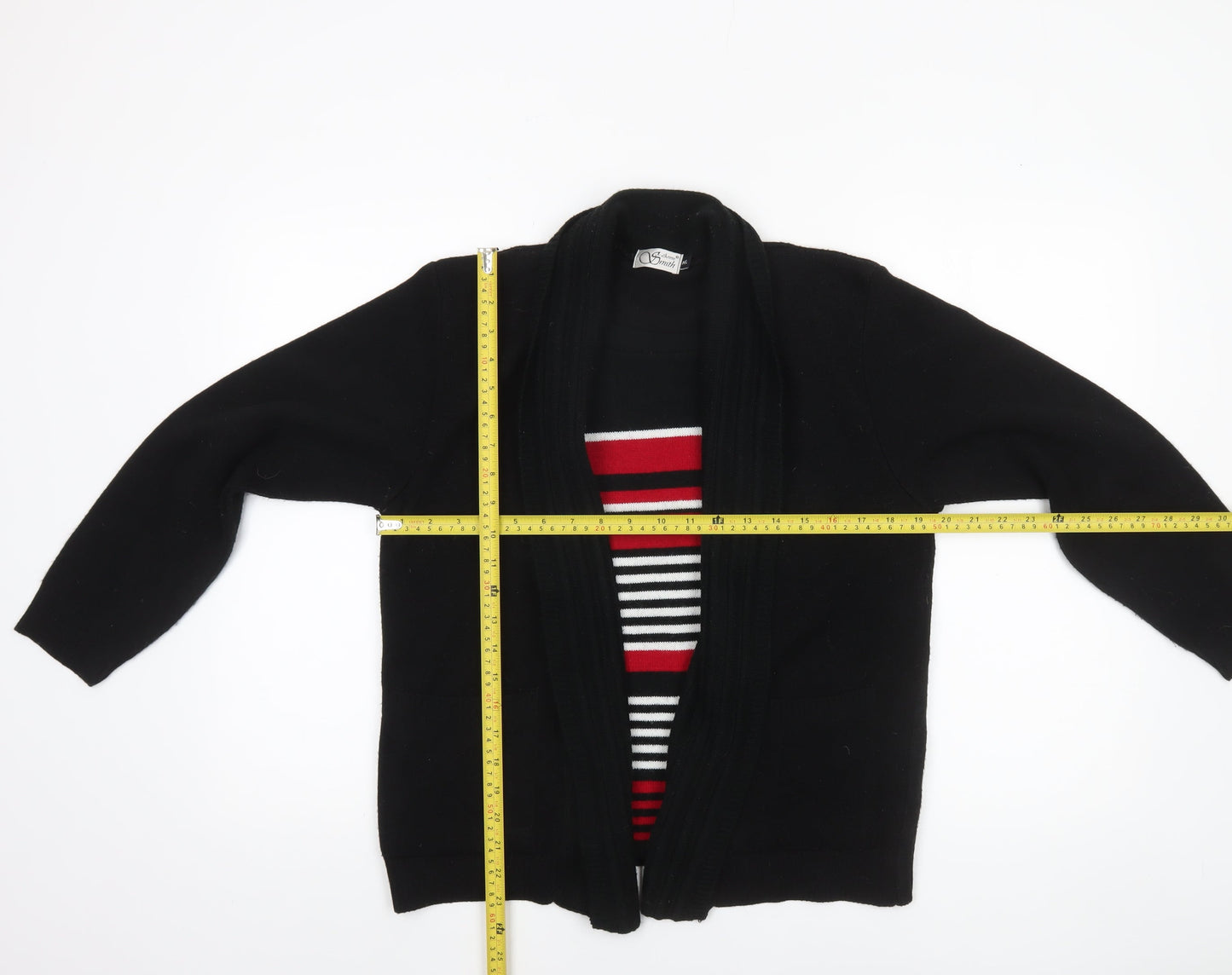 Womens UK Size M Anne Smith Black Cardigan Jumper