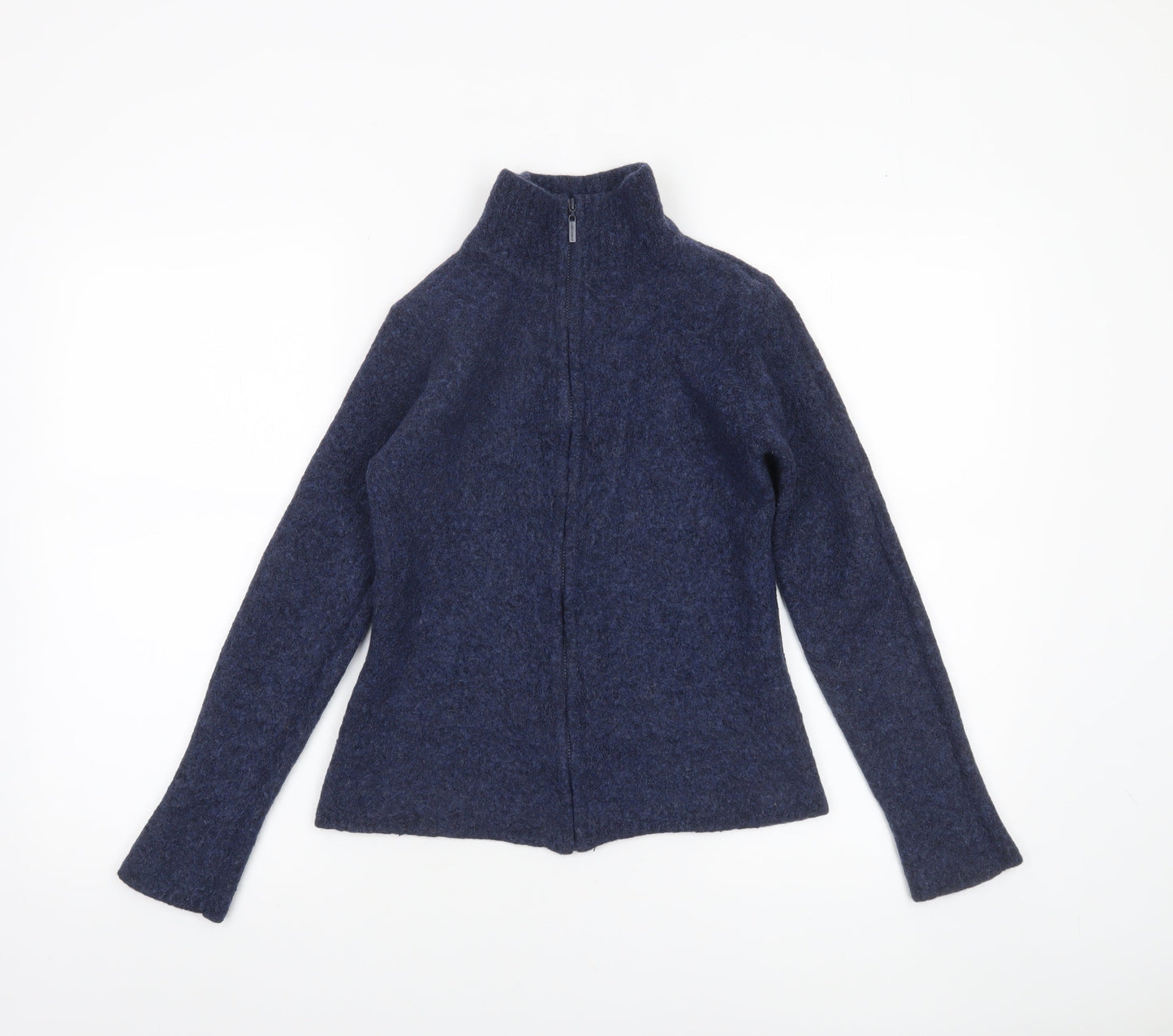 Laura Ashley Women’s Blue Wool Full Zip High Neck Petite Jumper S