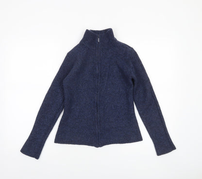 Laura Ashley Women’s Blue Wool Full Zip High Neck Petite Jumper S