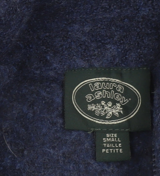 Laura Ashley Women’s Blue Wool Full Zip High Neck Petite Jumper S