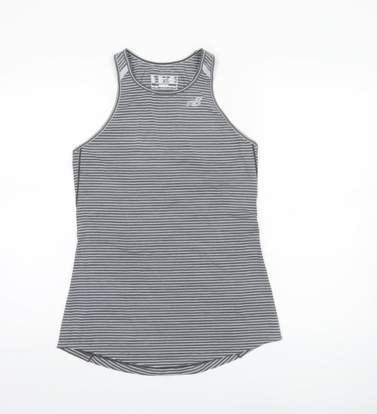 New Balance Womens Grey Striped Racerback Tank Top S