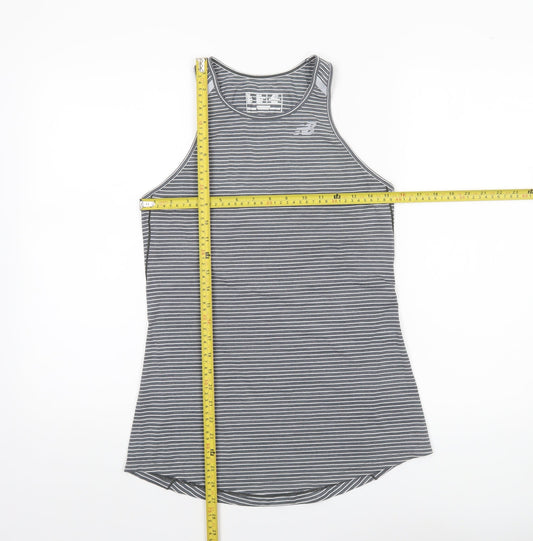 New Balance Womens Grey Striped Racerback Tank Top S
