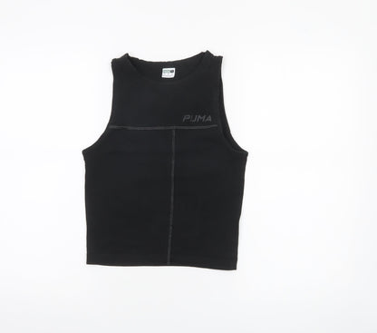 Puma Women’s Black Cropped Tank Top Medium Cotton Blend Sportswear