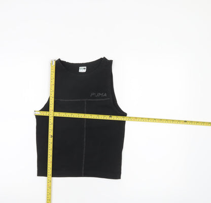 Puma Women’s Black Cropped Tank Top Medium Cotton Blend Sportswear