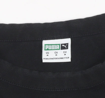 Puma Women’s Black Cropped Tank Top Medium Cotton Blend Sportswear